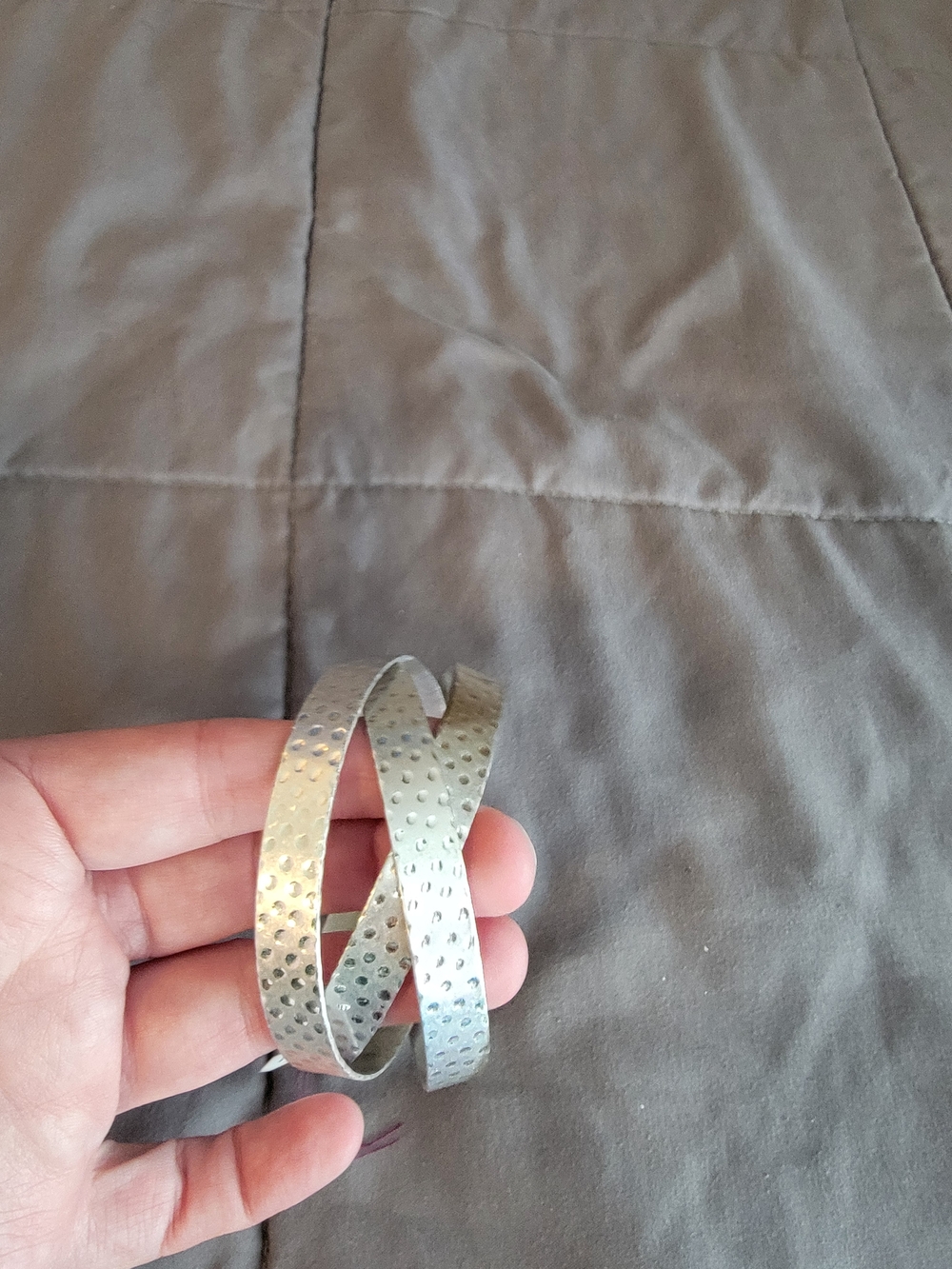 Plunder "SILVER STACK" Textured Double Hoop Silver Bracelet